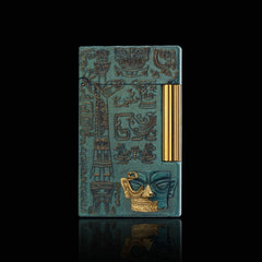 JT Dunant Single & Double Flames Sanxingdui Bronze Gold Mask Lighter #177