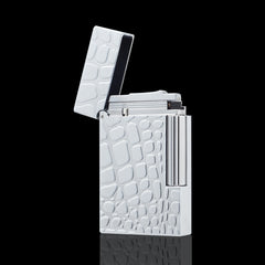JT Dunant Croco Embossed Silver Gold Soft Flame Lighter #109