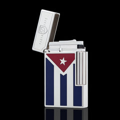 JT Dunant Cuban Flag Silver Single Soft Flame Lighter #124