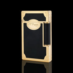 JT Dunant Vintage Oval Emblem Black Gold Soft Flame Lighter #133
