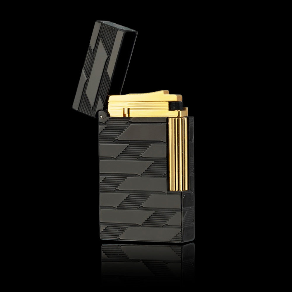 JT Dunant Ligne 2 Monogram Guilloche Black Gold Lighter #202