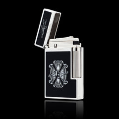 JT Dunant Opus X Black Silver Double Flame Lighter #215