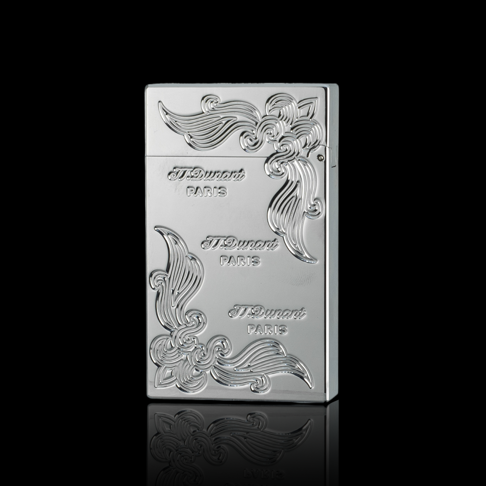 JT Dunant Floral Engraved Lighter with Triple Line Design#001