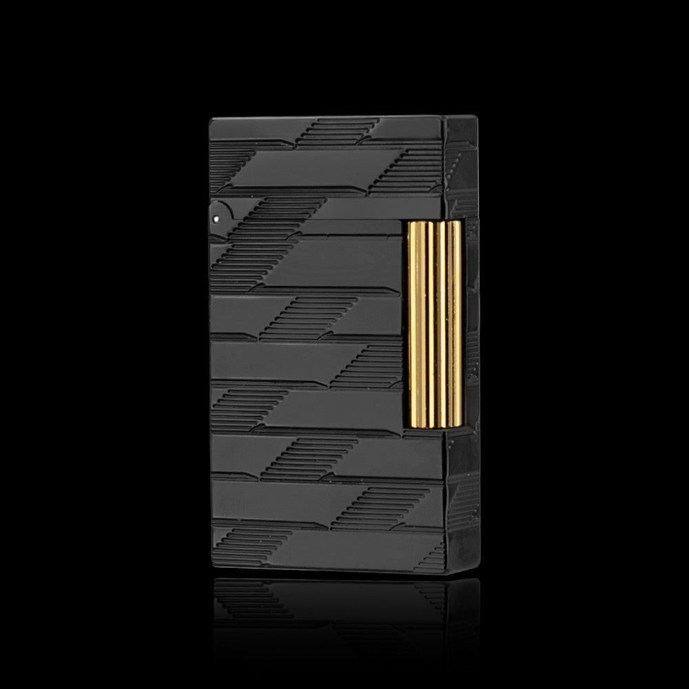 JT Dunant Ligne 2 Monogram Guilloche Black Gold Lighter #202