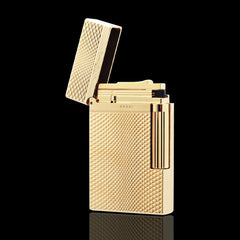 JT Dunant L2 Diamond Guilloche Gold Silver Soft Flame Lighter #028