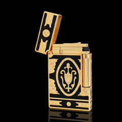 JT Dunant Vintage Royal Crest Black Gold Soft Flame Lighter #047