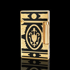 JT Dunant Vintage Royal Crest Black Gold Soft Flame Lighter #047