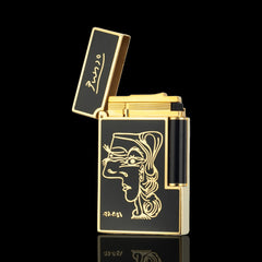 JT Dunant Picasso Abstract Woman Portrait Black Gold Soft Flame Lighter #110