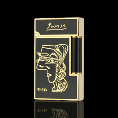 JT Dunant Picasso Abstract Woman Portrait Black Gold Soft Flame Lighter #110