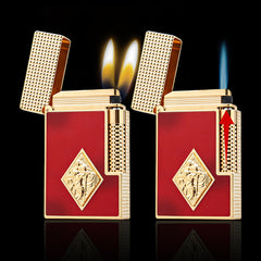 JT Dunant Red Lacquer Gold Diamond Relief Switchable Lighter #603